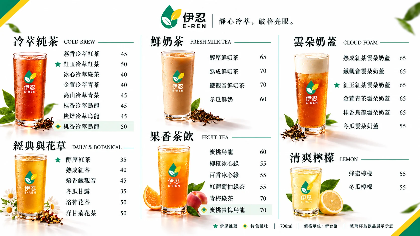 伊忍 E-REN 正式菜單（菜單看板）
